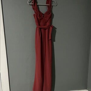 Sleeveless Burgundy Jumpsuit with Belt